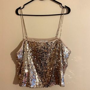 Forever 21+ Rose Gold Sequin Crop Top